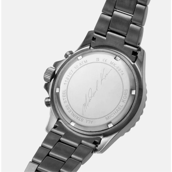 MICHAEL KORS MK6974 EVEREST GUNMETAL CHRONOGRAPH DIAL BRACELET BAND WOMENS WATCH - Picture 3 of 15